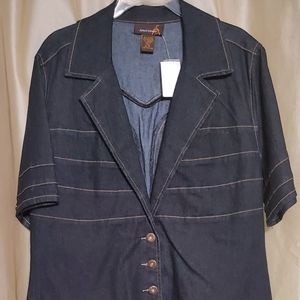 Ashley Stewart Black short sleeve long jean jacket Size 14